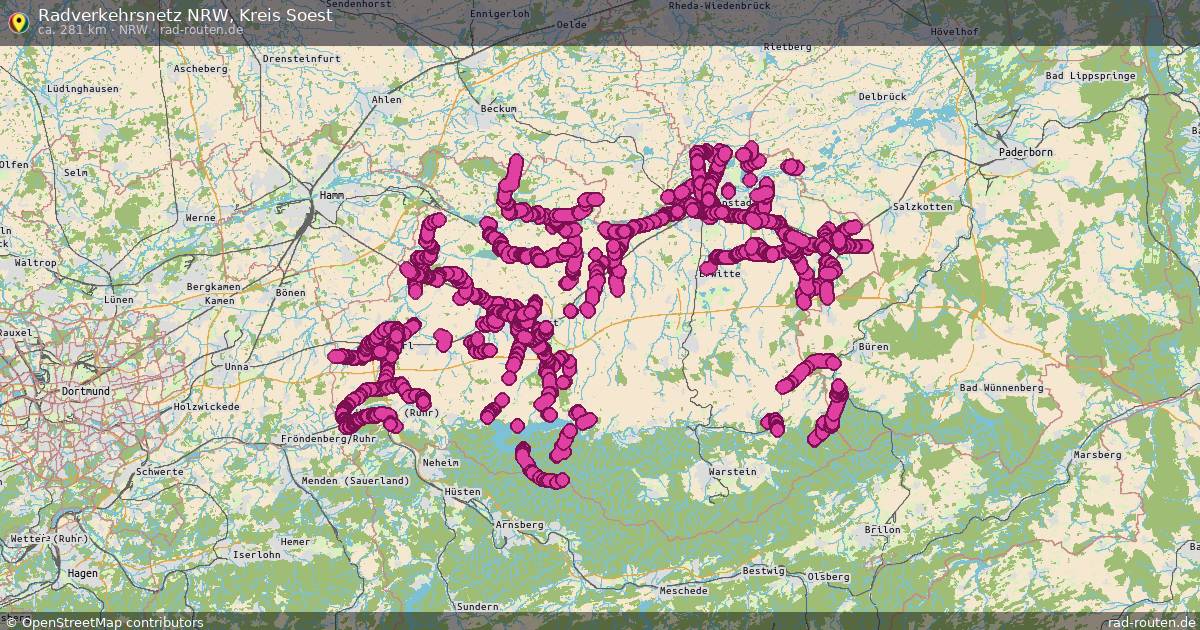 Radverkehrsnetz NRW, Kreis Soest (NRW) – Fernradroute auf Rad-Routen.de