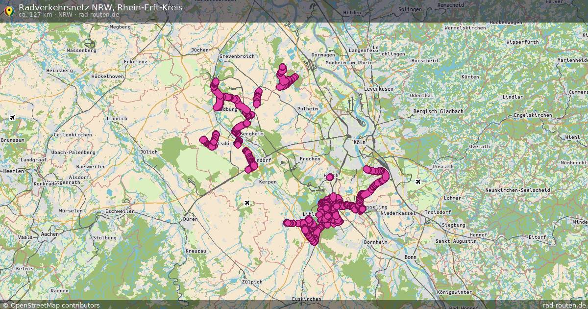 Radverkehrsnetz NRW, Rhein-Erft-Kreis (NRW) – Fernradroute auf Rad-Routen.de