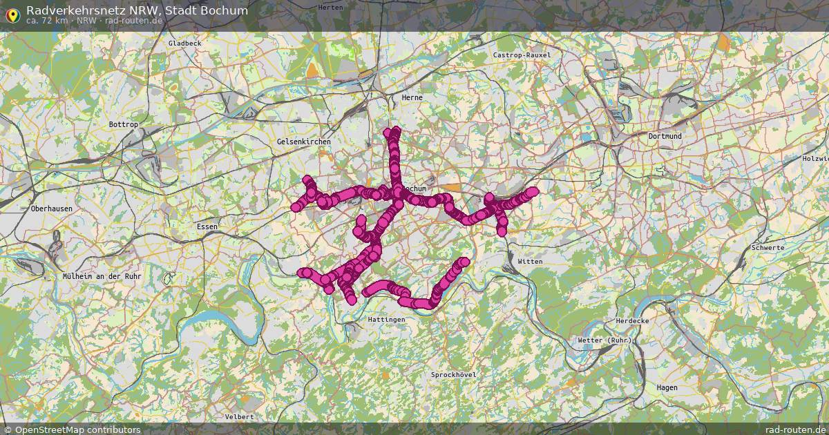 Radverkehrsnetz NRW, Stadt Bochum (NRW) – Fernradroute auf Rad-Routen.de