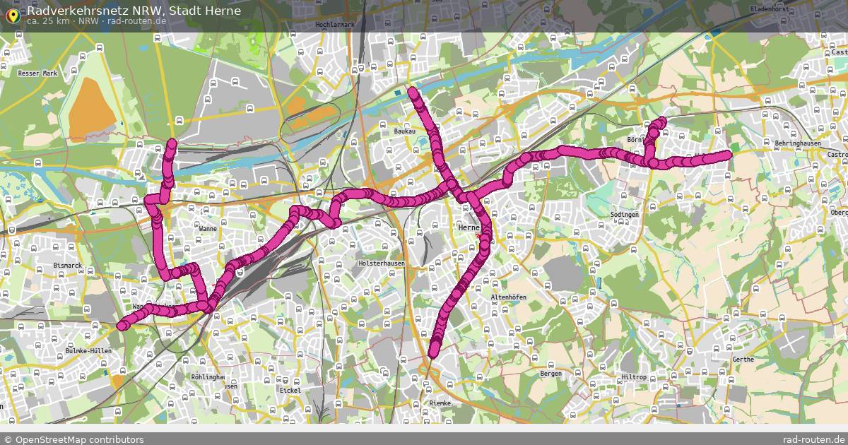 Radverkehrsnetz NRW, Stadt Herne (NRW) – Fernradroute auf Rad-Routen.de