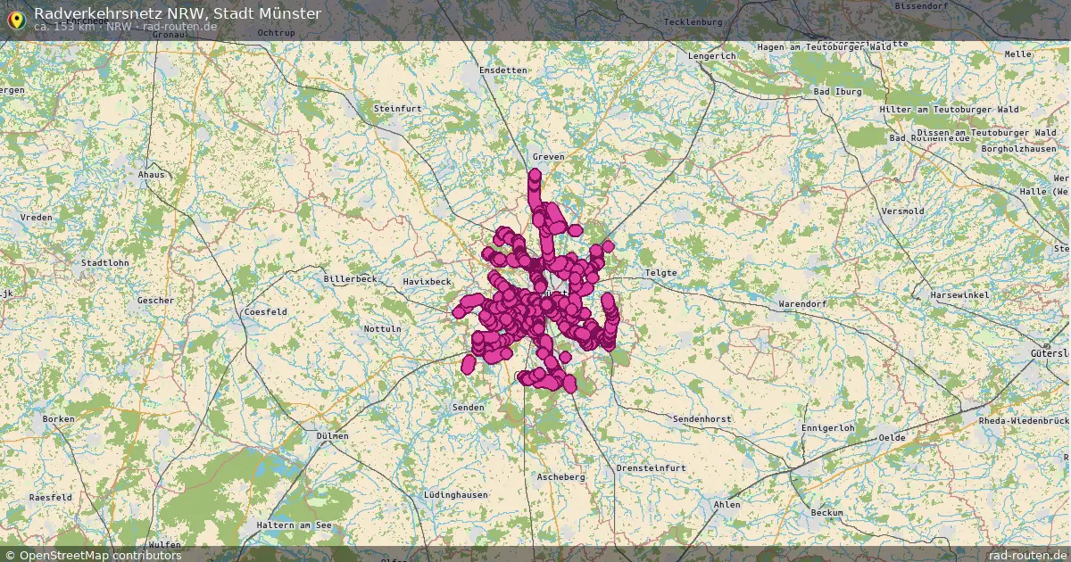 Radverkehrsnetz NRW, Stadt Münster (NRW) – Fernradroute auf Rad-Routen.de