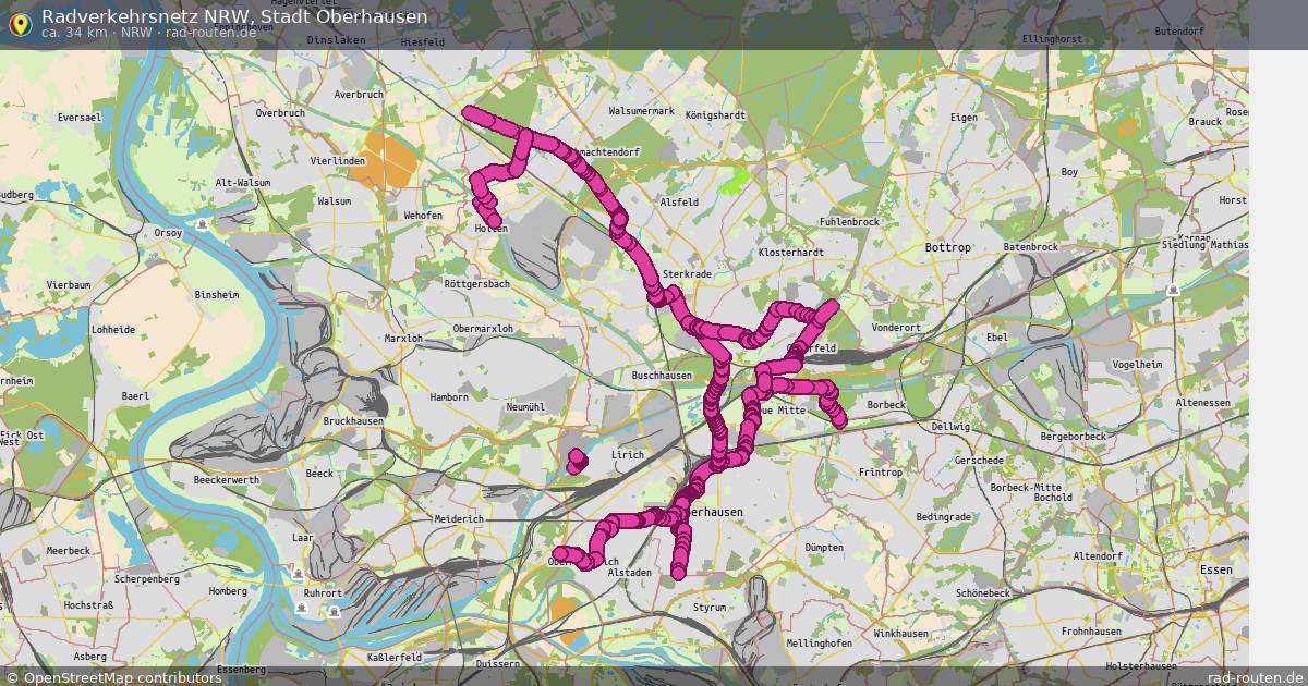 Radverkehrsnetz NRW, Stadt Oberhausen (NRW) – Fernradroute auf Rad-Routen.de