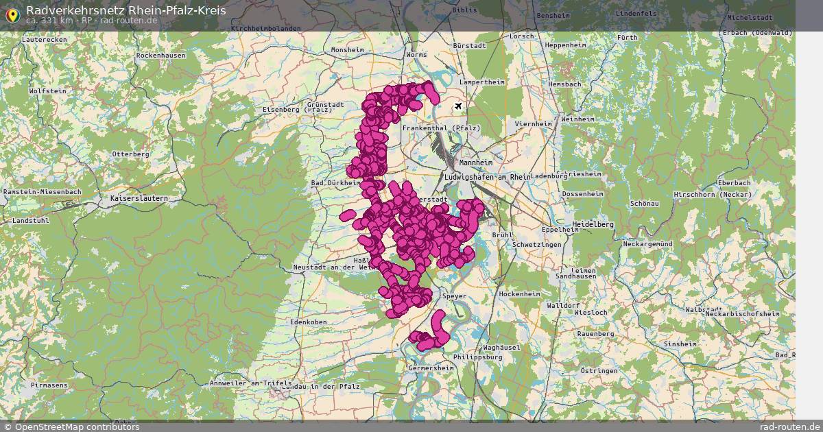 Radverkehrsnetz Rhein-Pfalz-Kreis (RP) – Fernradroute auf Rad-Routen.de