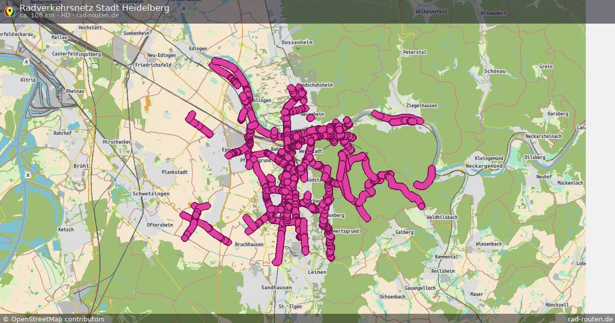 Radverkehrsnetz Stadt Heidelberg (HD) – Fernradroute auf Rad-Routen.de