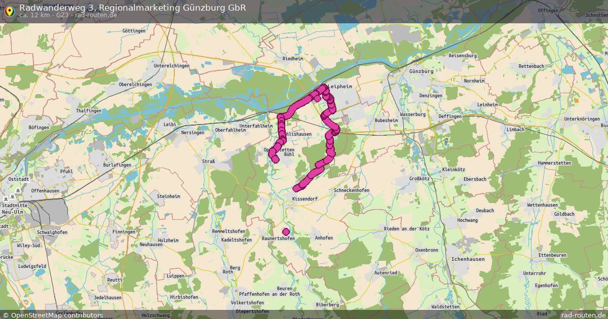Radwanderweg 3, Regionalmarketing Günzburg GbR (GZ3) – Fernradroute auf Rad-Routen.de