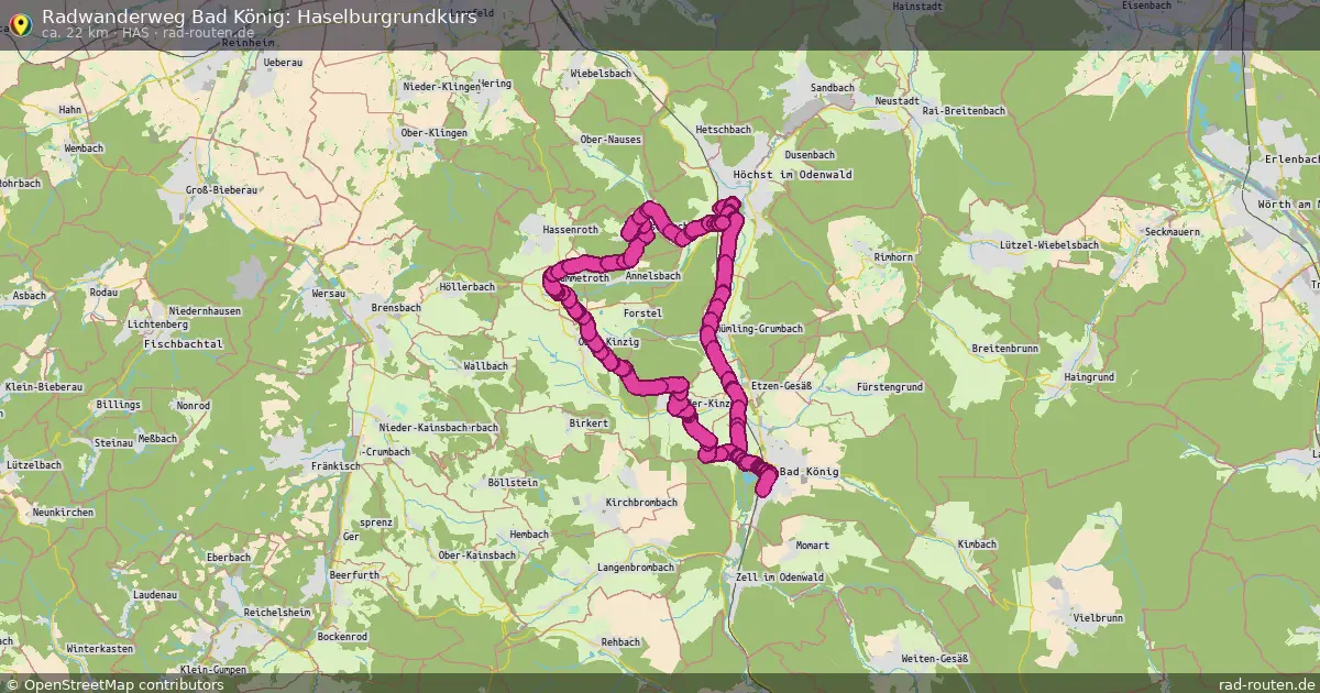 Radwanderweg Bad König: Haselburgrundkurs (Has) – Fernradroute auf Rad-Routen.de