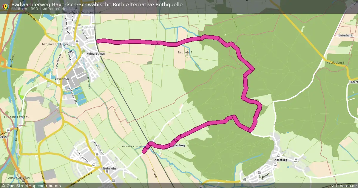 Radwanderweg Bayerisch-Schwäbische Roth Alternative Rothquelle
