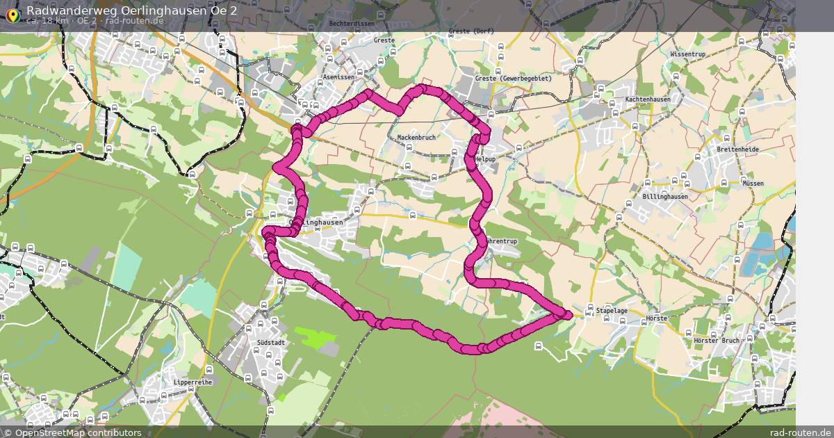 Radwanderweg Oerlinghausen Oe 2 (Oe 2) – Fernradroute auf Rad-Routen.de