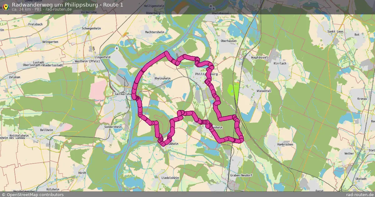 Radwanderweg um Philippsburg - Route 1 (PB1) – Fernradroute auf Rad-Routen.de