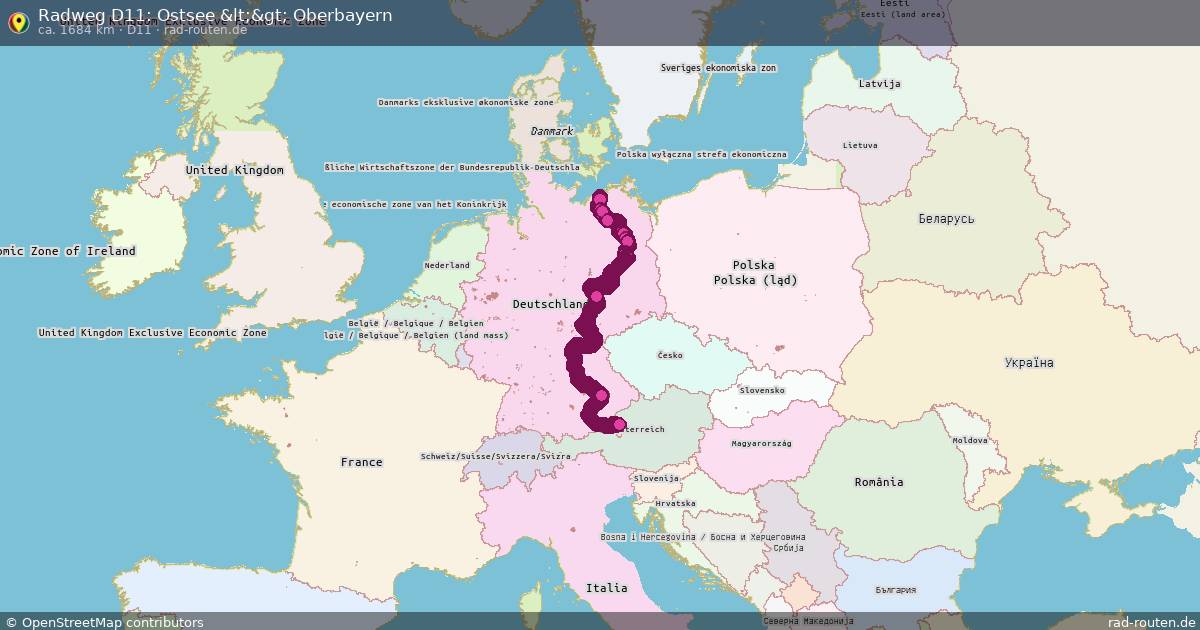 Radweg D11: Ostsee <> Oberbayern (D11) – Fernradroute auf Rad-Routen.de