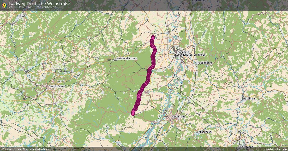 Radweg Deutsche Weinstraße (DWS) – Fernradroute auf Rad-Routen.de