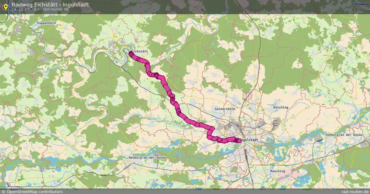 Radweg Eichstätt - Ingolstadt (E-I) – Fernradroute auf Rad-Routen.de