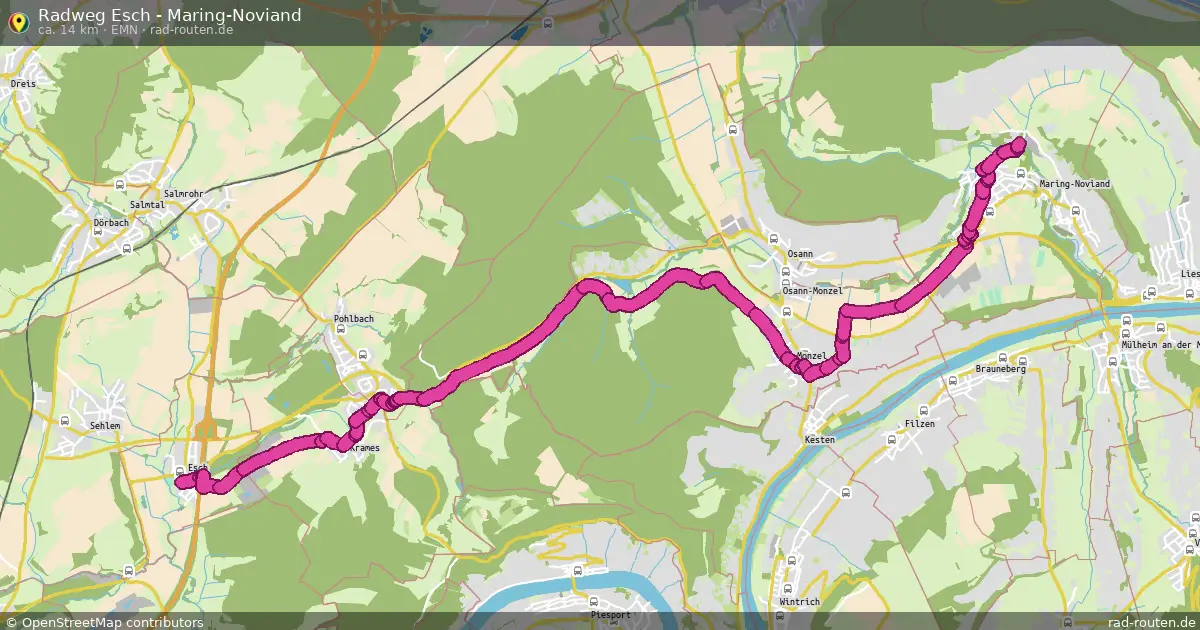Radweg Esch - Maring-Noviand (EMN) – Fernradroute auf Rad-Routen.de