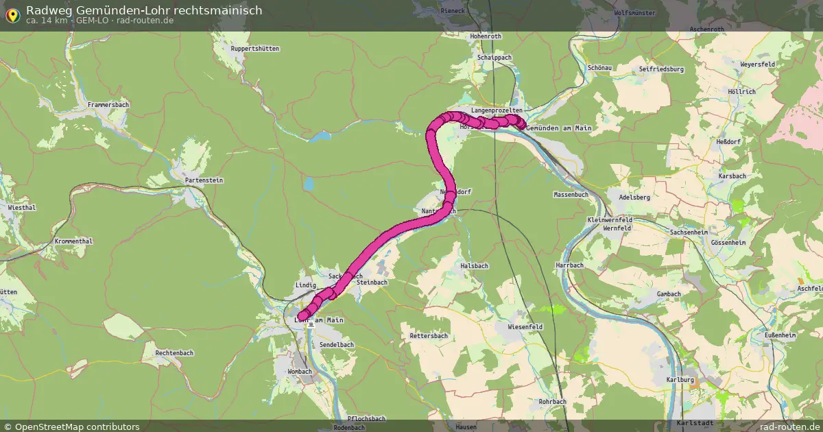 Radweg Gemünden-Lohr rechtsmainisch