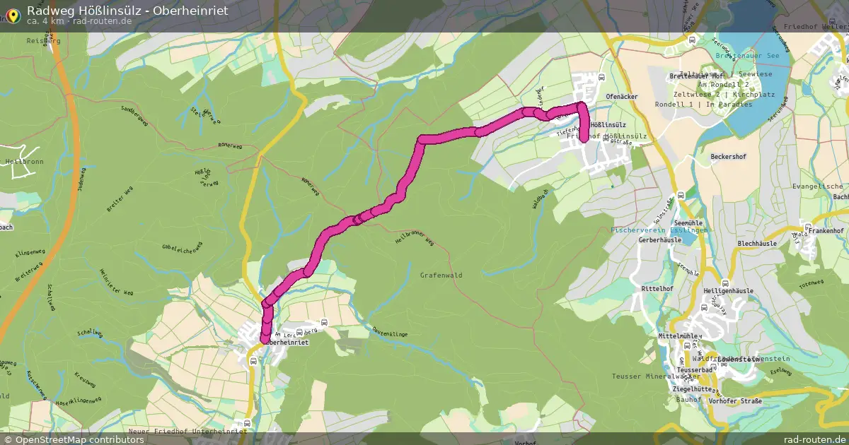 Radweg Hößlinsülz - Oberheinriet – Fernradroute auf Rad-Routen.de