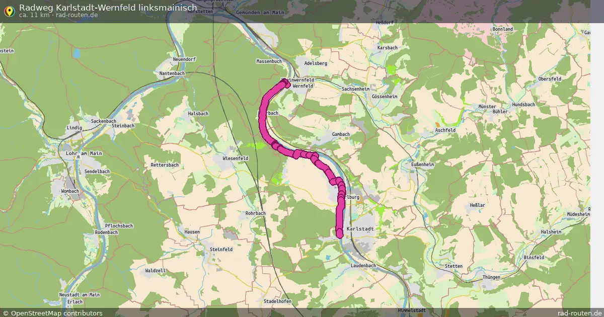 Radweg Karlstadt-Wernfeld linksmainisch – Fernradroute auf Rad-Routen.de