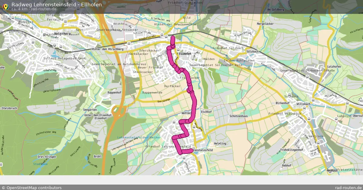 Radweg Lehrensteinsfeld - Ellhofen – Fernradroute auf Rad-Routen.de