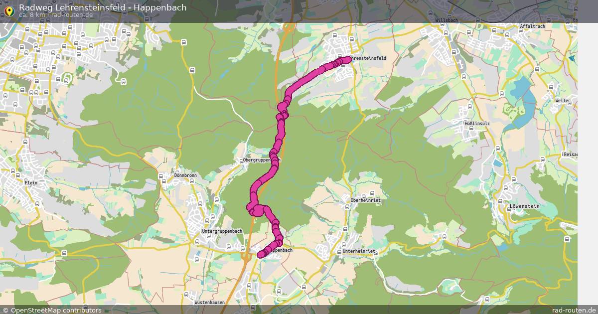 Radweg Lehrensteinsfeld - Happenbach – Fernradroute auf Rad-Routen.de