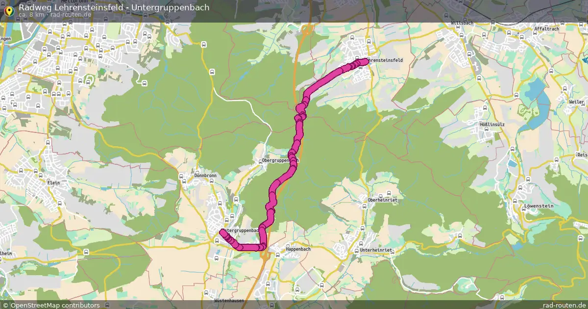 Radweg Lehrensteinsfeld - Untergruppenbach – Fernradroute auf Rad-Routen.de