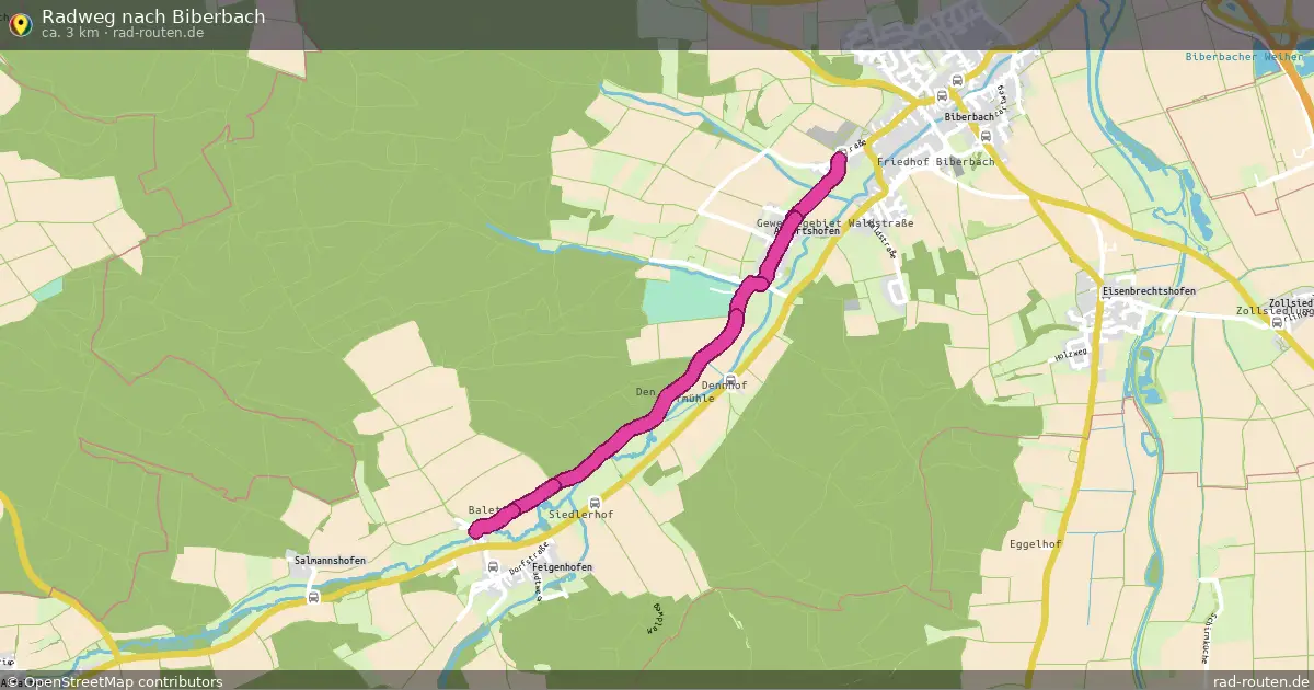 Radweg nach Biberbach – Fernradroute auf Rad-Routen.de