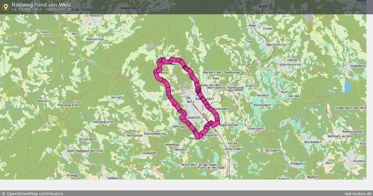 Radweg rund um Weiz (913) – Fernradroute auf Rad-Routen.de