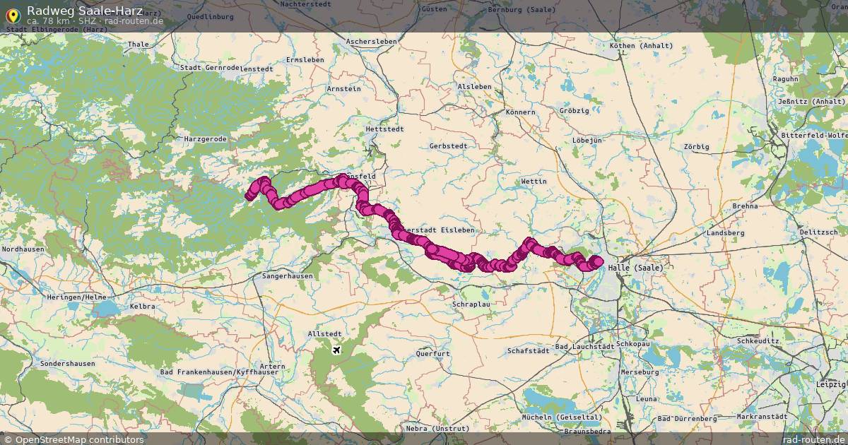 Radweg Saale-Harz (SHZ) – Fernradroute auf Rad-Routen.de