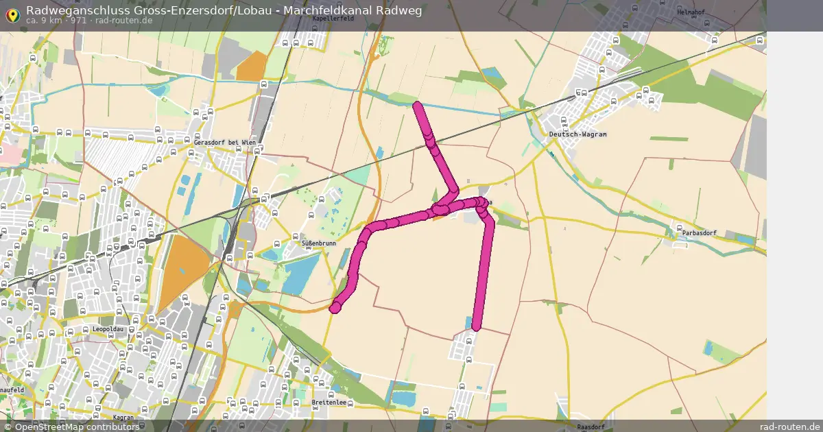 Radweganschluss Gross-Enzersdorf/Lobau - Marchfeldkanal Radweg (971) – Fernradroute auf Rad-Routen.de