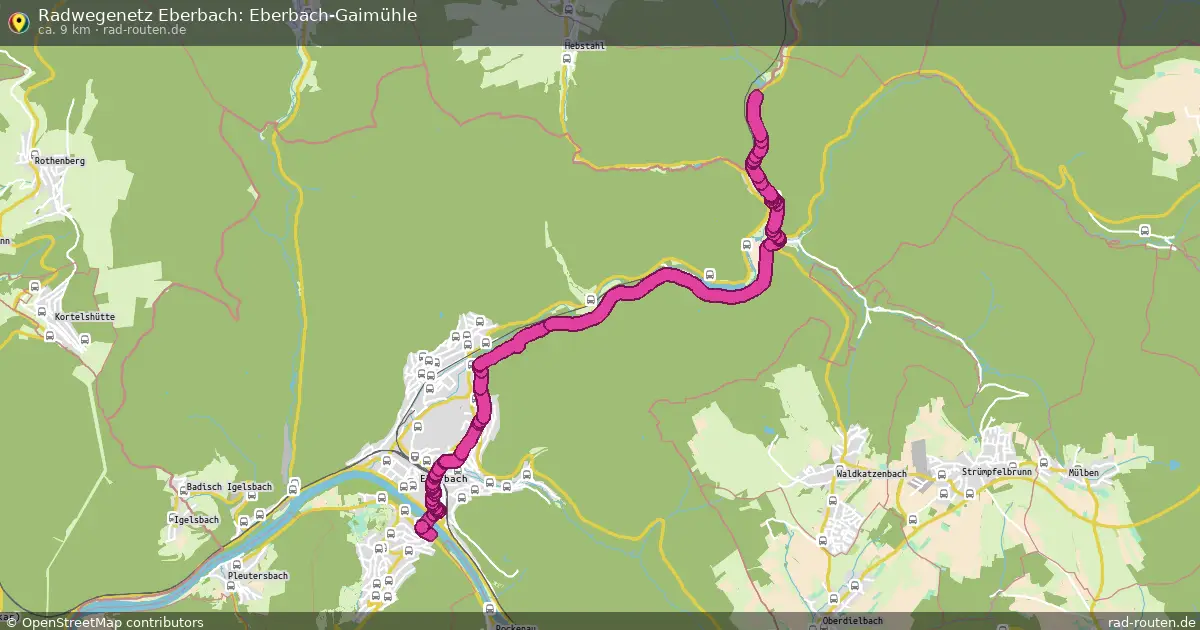 Radwegenetz Eberbach: Eberbach-Gaimühle – Fernradroute auf Rad-Routen.de
