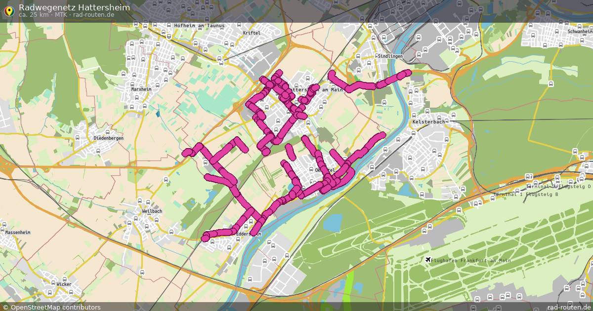 Radwegenetz Hattersheim (MTK) – Fernradroute auf Rad-Routen.de