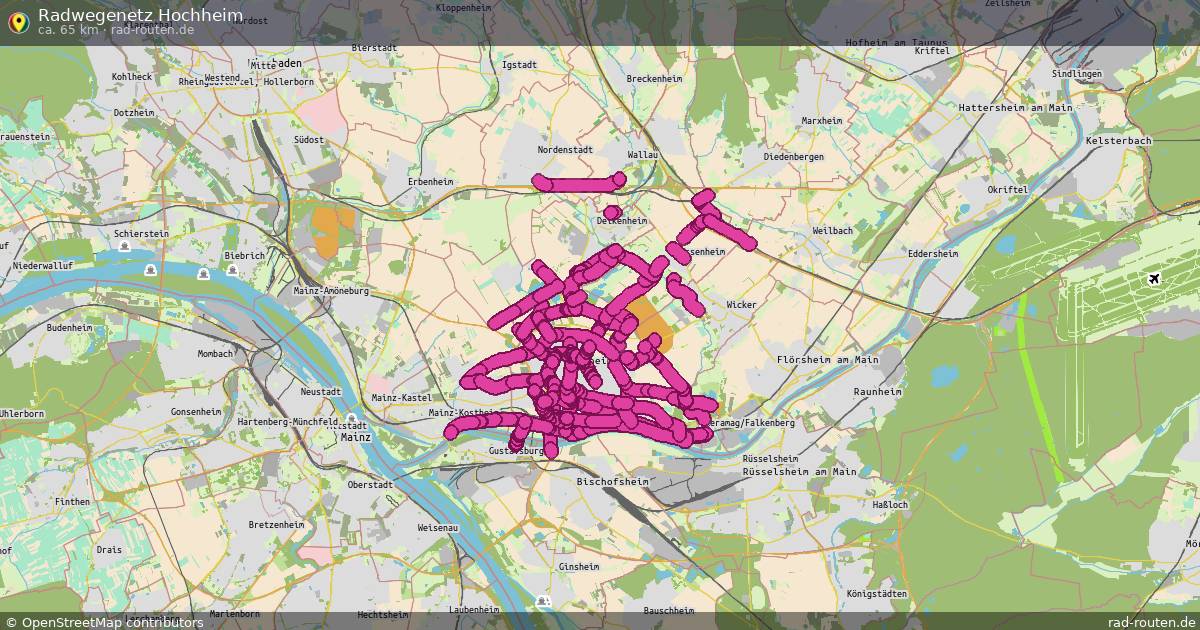 Radwegenetz Hochheim – Fernradroute auf Rad-Routen.de