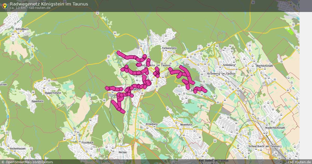 Radwegenetz Königstein im Taunus – Fernradroute auf Rad-Routen.de