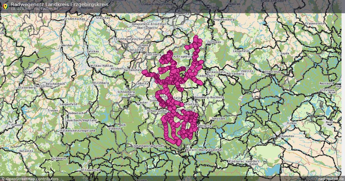 Radwegenetz Landkreis Erzgebirgskreis – Fernradroute auf Rad-Routen.de