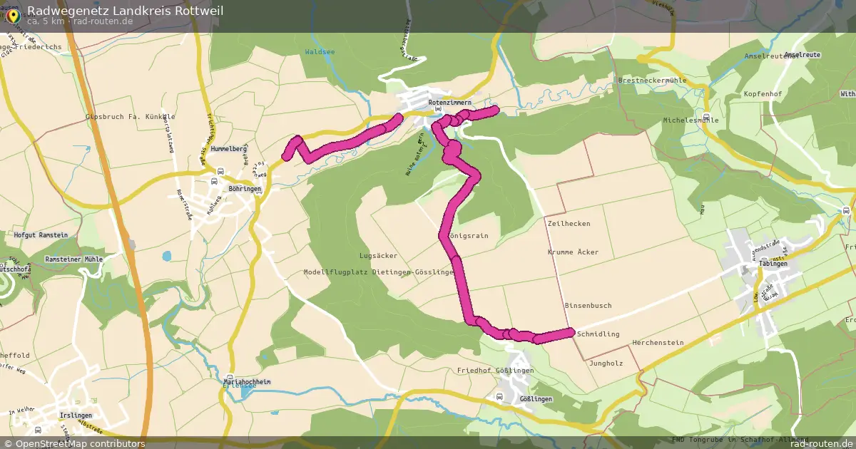 Radwegenetz Landkreis Rottweil – Fernradroute auf Rad-Routen.de