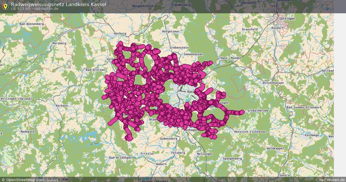 Radwegweisungsnetz Landkreis Kassel – Fernradroute auf Rad-Routen.de