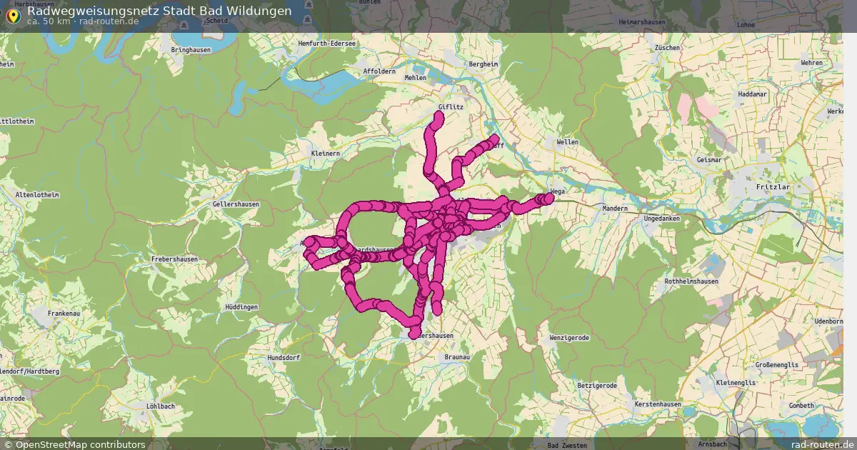 Radwegweisungsnetz Stadt Bad Wildungen – Fernradroute auf Rad-Routen.de