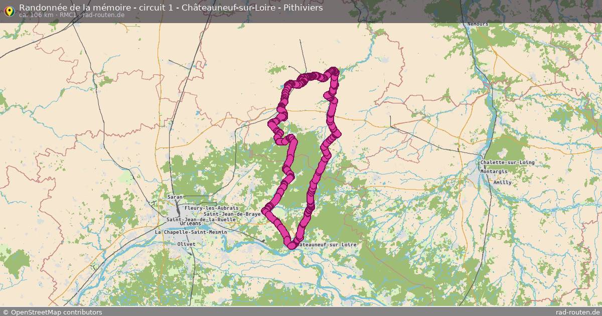 Randonnée de la mémoire - circuit 1 - Châteauneuf-sur-Loire - Pithiviers (RMC1) – Fernradroute auf Rad-Routen.de
