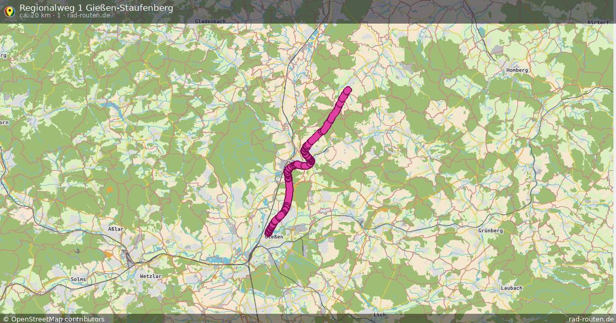 Regionalweg 1 Gießen-Staufenberg (1) – Fernradroute auf Rad-Routen.de