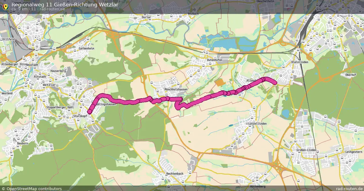 Regionalweg 11 Gießen-Richtung Wetzlar (11) – Fernradroute auf Rad-Routen.de