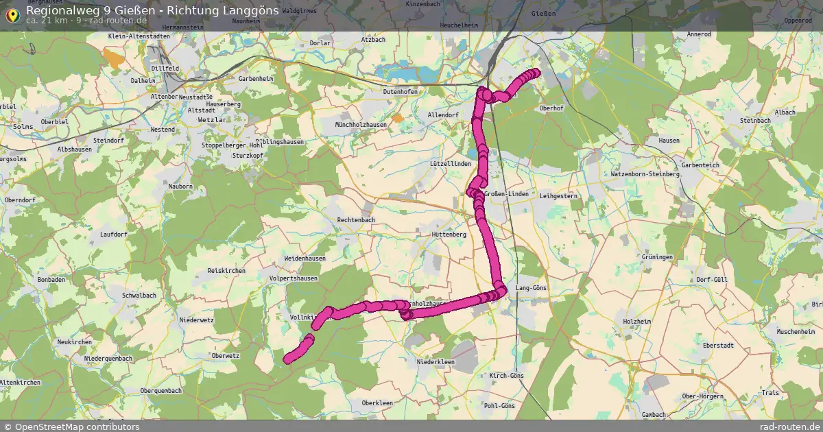 Regionalweg 9 Gießen - Richtung Langgöns (9) – Fernradroute auf Rad-Routen.de