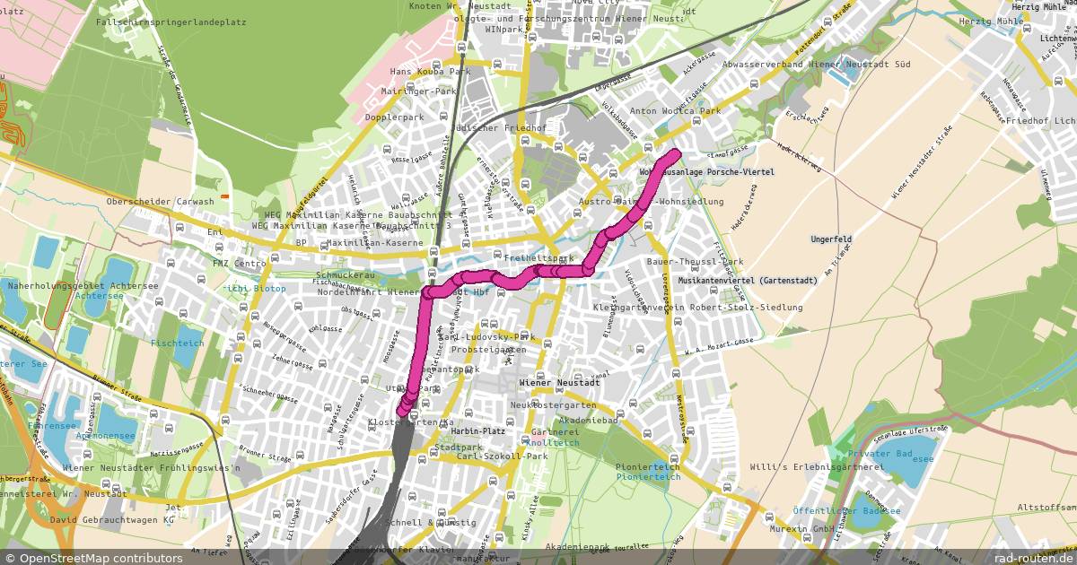 Radroute Wiener Neustadt – Wiener Neustadt – Fernradroute auf Rad-Routen.de