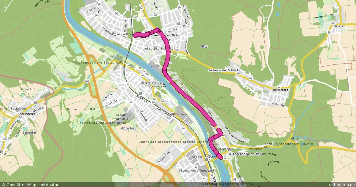 Radroute Klingenberg – Erlenbach – Fernradroute auf Rad-Routen.de