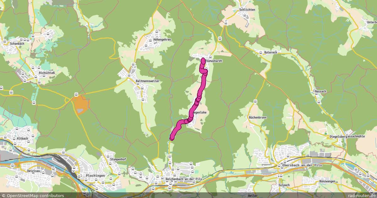 Radroute Reichenbach an der Fils – Lichtenwald – Fernradroute auf Rad-Routen.de