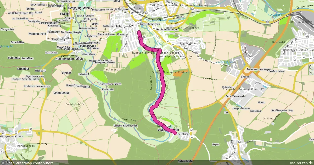 Radroute Herbrechtingen – Herbrechtingen – Fernradroute auf Rad-Routen.de