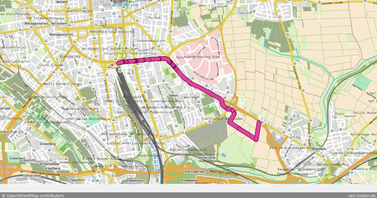 Radroute Wiesbaden – Wiesbaden – Fernradroute auf Rad-Routen.de
