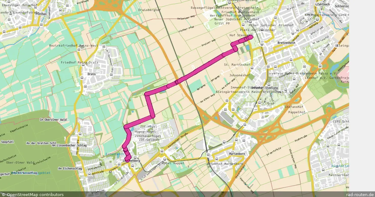 Radroute Lerchenberg – Bretzenheim – Fernradroute auf Rad-Routen.de