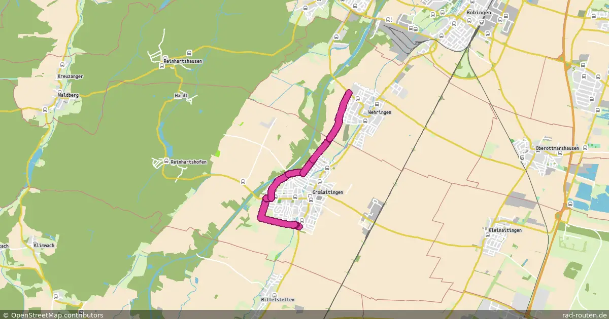Radroute Wehringen West – Großaitingen Süd – Fernradroute auf Rad-Routen.de
