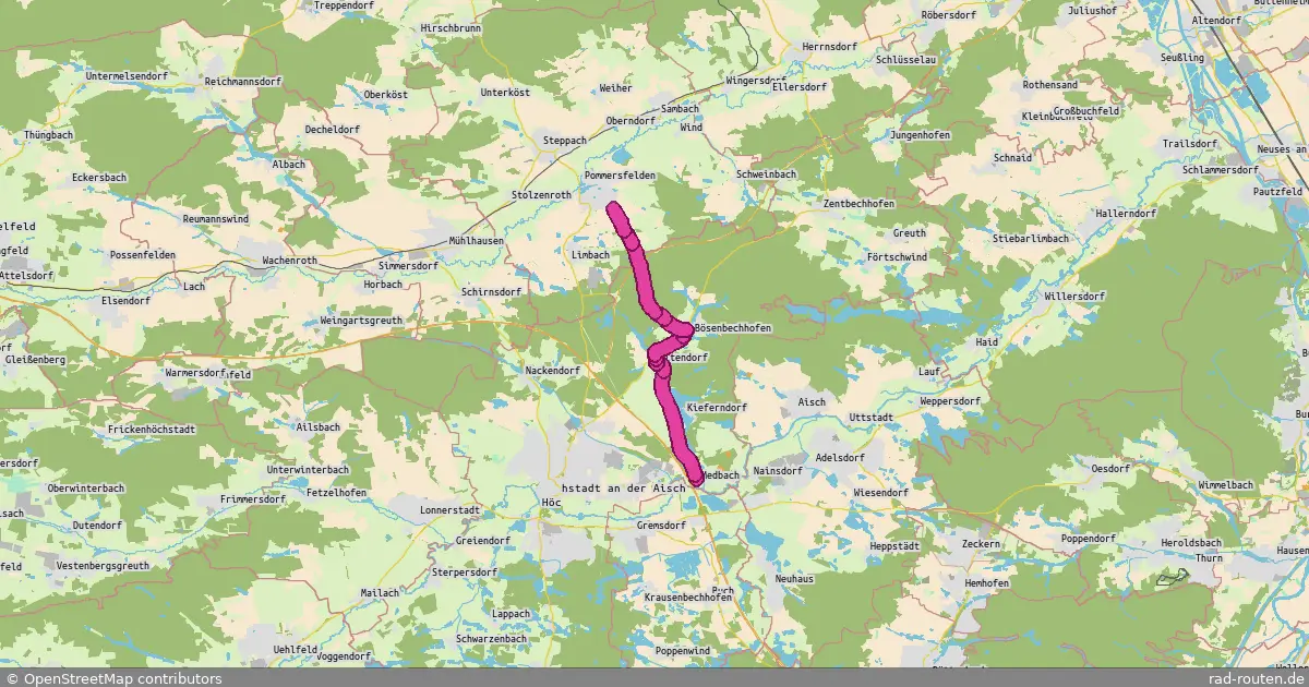 Radroute Aichtalradweg – Pommersfelden – Fernradroute auf Rad-Routen.de