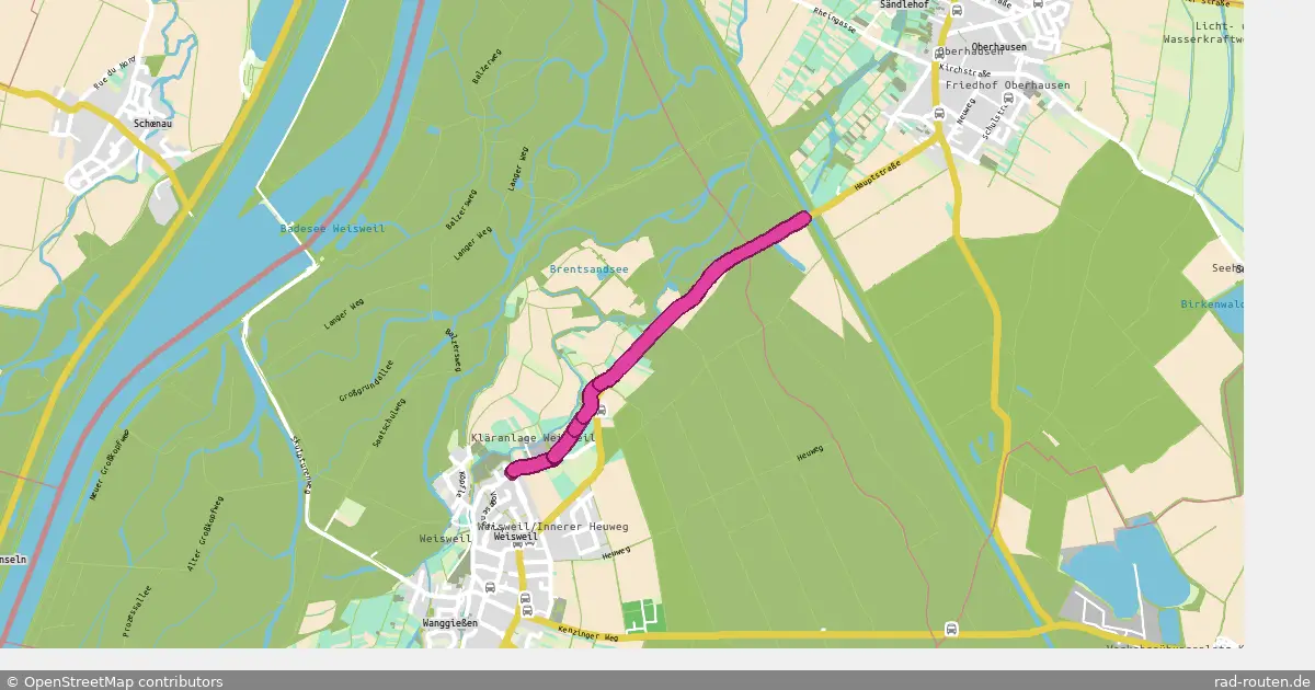 DE:BW:EM – von Weisweil nach Rheinhausen – Fernradroute, ca. 2 km auf Rad-Routen.de