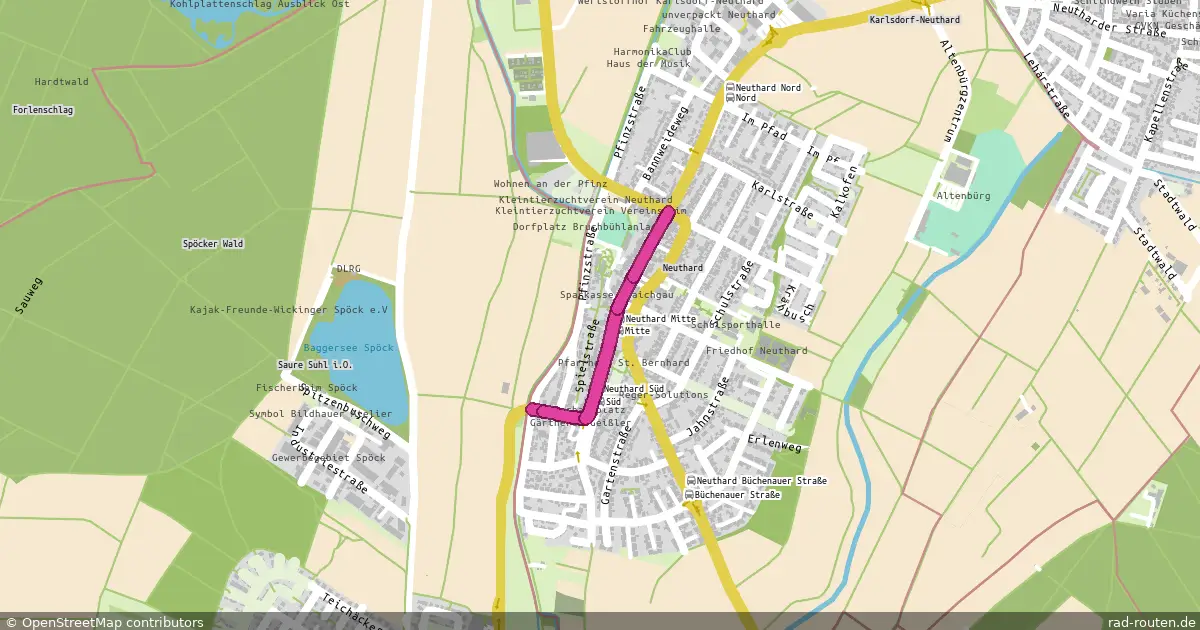 DE:BW:KAL – von Neuthard Spöcker Straße nach Neuthard Hauptstraße/Waldstraße – Fernradroute auf Rad-Routen.de
