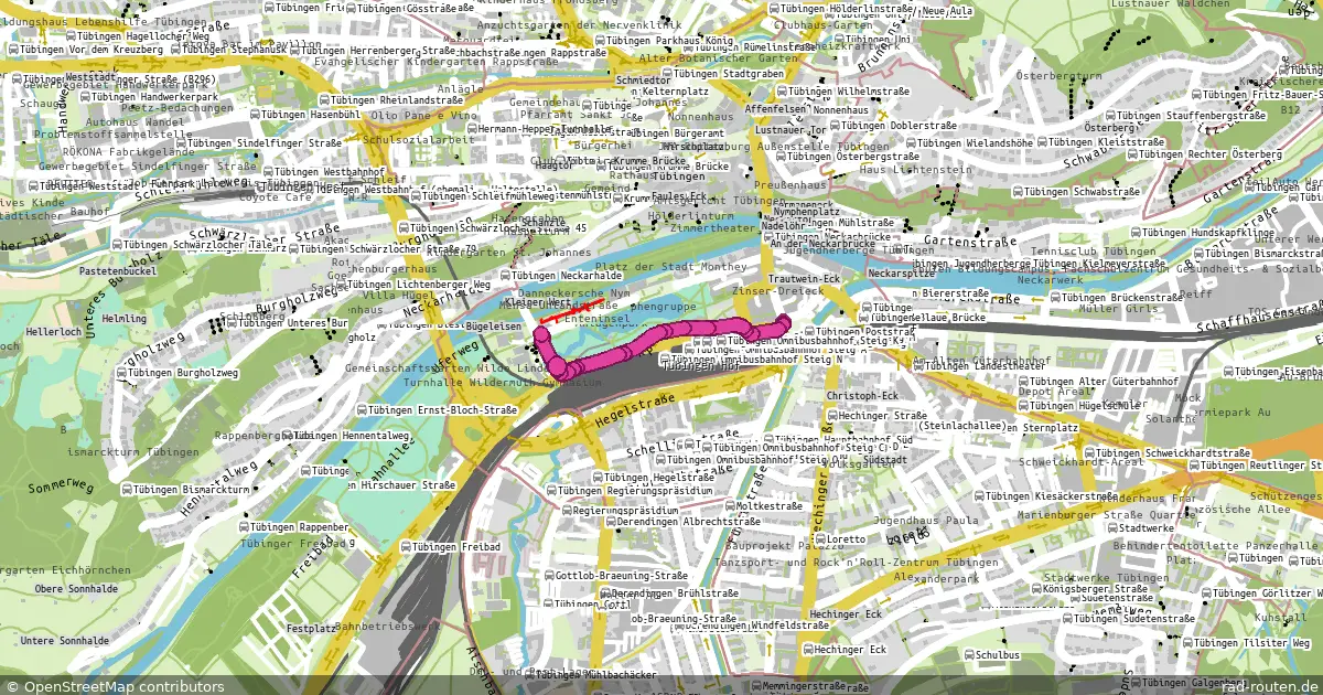 DE:BW:TÜ (Rundweg) in Tübingen – Fernradroute, ca. 1 km auf Rad-Routen.de